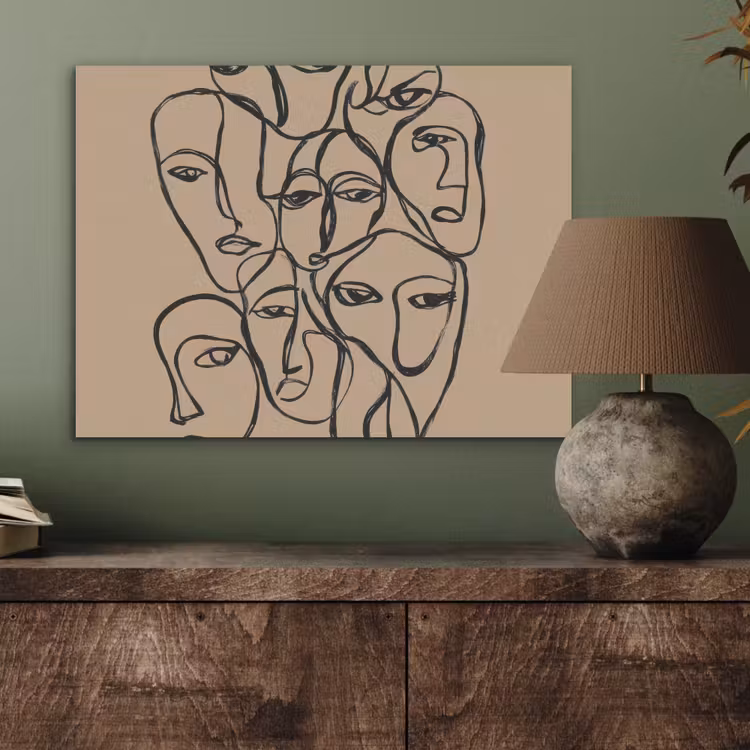 Gezichtenzee - Lijntekening - Abstract PET vilt klein -sfeer2