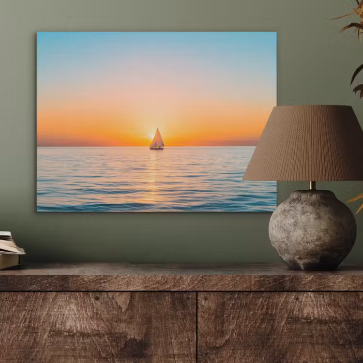 Zee - Zeilboot - Zonsondergang PET vilt klein -sfeer2