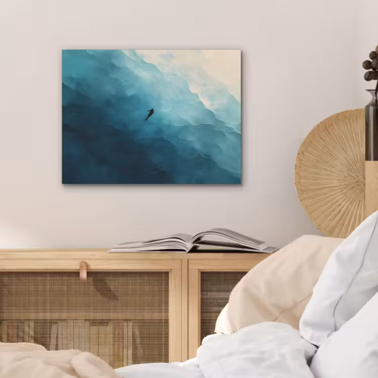 Zee - Silhouet - Abstract - Blauw PET vilt klein -sfeer3