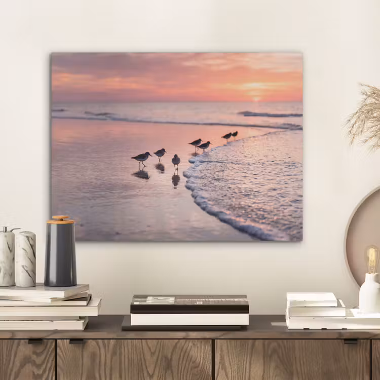 Meeuwen - Strand - Zee - Roze PET vilt klein -sfeer1