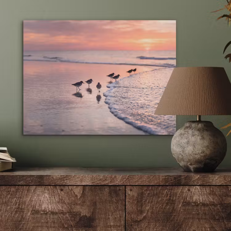 Meeuwen - Strand - Zee - Roze PET vilt klein -sfeer2