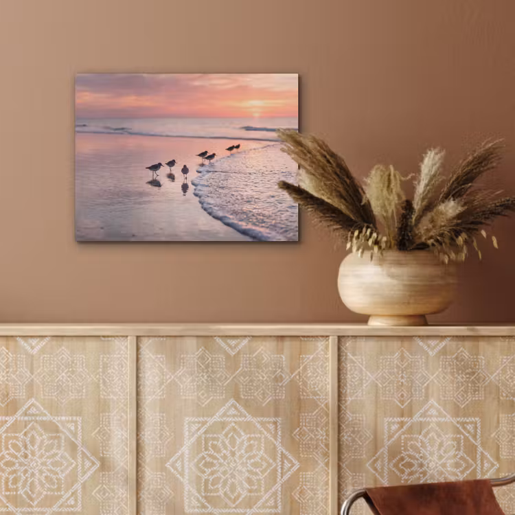Meeuwen - Strand - Zee - Roze PET vilt klein -sfeer4