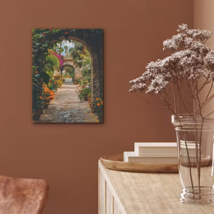 Doorkijk - Bloemen - Poort - Stenen PET vilt klein -sfeer4