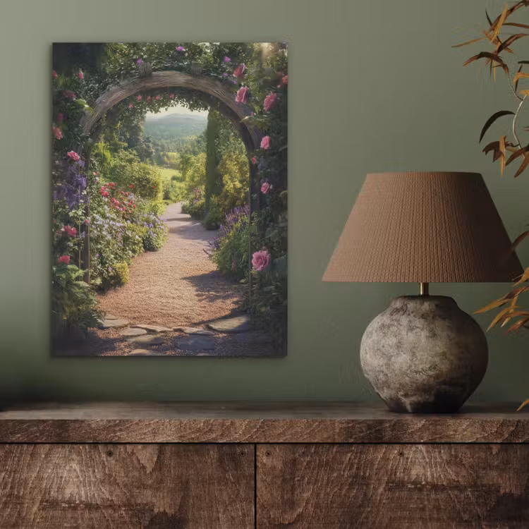 Doorkijk - Bloemen - Natuur - Rozenboog PET vilt klein -sfeer2