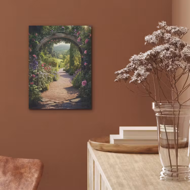 Doorkijk - Bloemen - Natuur - Rozenboog PET vilt klein -sfeer4