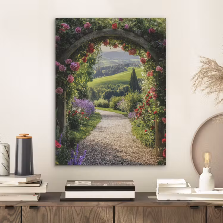 Doorkijk - Tuinboog - Bloemen - Natuur - Pad PET vilt klein -sfeer1