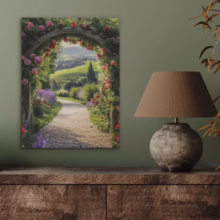 Doorkijk - Tuinboog - Bloemen - Natuur - Pad PET vilt klein -sfeer2