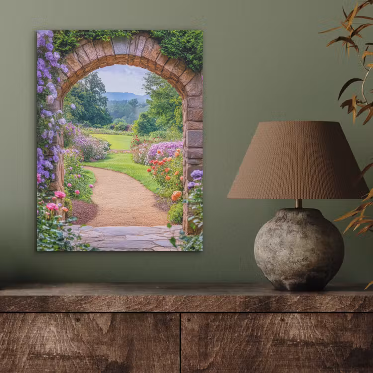 Doorkijk - Poort - Bloemen - Tuin PET vilt klein -sfeer2