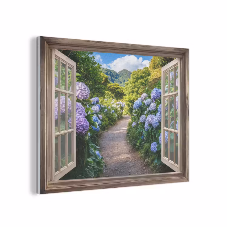 Doorkijk - Hortensia - Pad - Natuur PET vilt klein -3d
