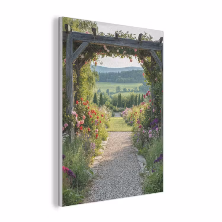 Doorkijk - Landschap - Natuur - Tuinboog - Bloemen PET vilt klein -3d