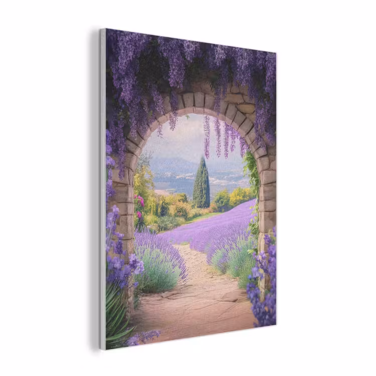 Doorkijk - Lavendel - Bloemen - Paars - Poort PET vilt klein -3d