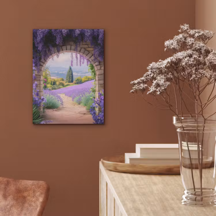 Doorkijk - Lavendel - Bloemen - Paars - Poort PET vilt klein -sfeer4