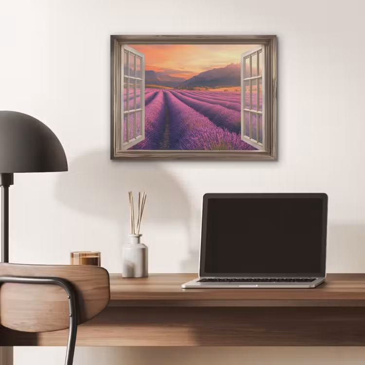 Doorkijk - Lavendel - Landschap - Bloemen - Paars PET vilt klein -sfeer5