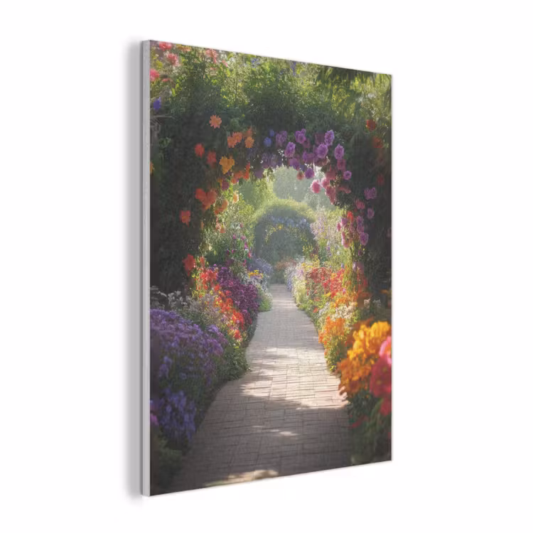 Doorkijk - Pad - Bloemen - Struik - Kleurrijk PET vilt klein -3d