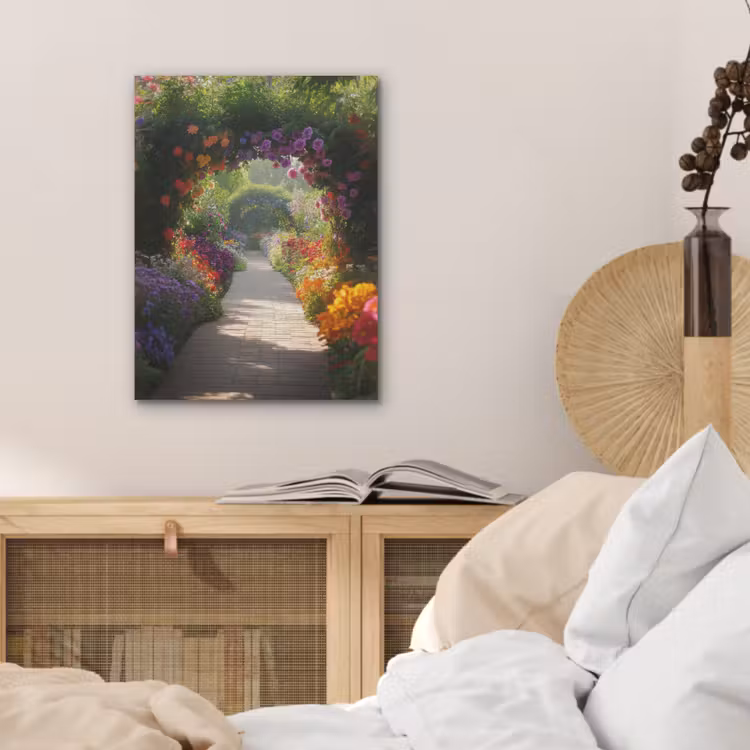 Doorkijk - Pad - Bloemen - Struik - Kleurrijk PET vilt klein -sfeer3