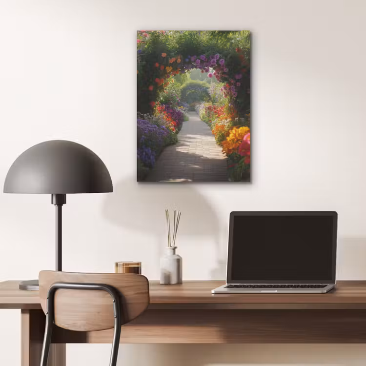 Doorkijk - Pad - Bloemen - Struik - Kleurrijk PET vilt klein -sfeer5