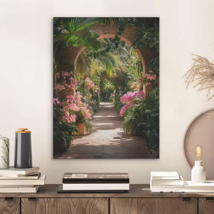 Doorkijk - Tropisch - Bloemen - Natuur PET vilt klein -sfeer1