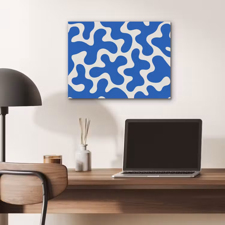 Vormen - Abstract - Blauw - Golven PET vilt klein -sfeer5