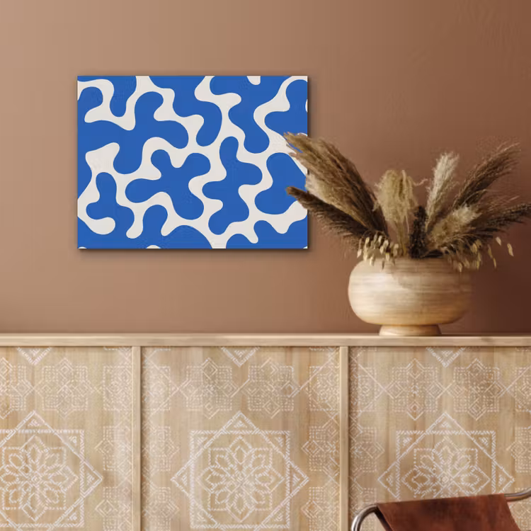 Vormen - Abstract - Blauw - Golven PET vilt klein -sfeer4