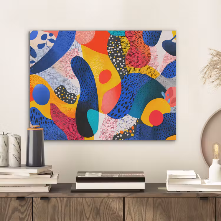 Vormen - Abstract - Stippels - Blauw PET vilt klein -sfeer1