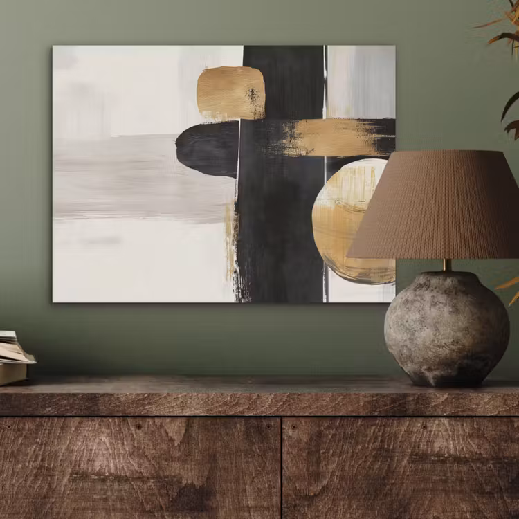 Vormen - Penseelstreken - Abstract - Goud PET vilt klein -sfeer2