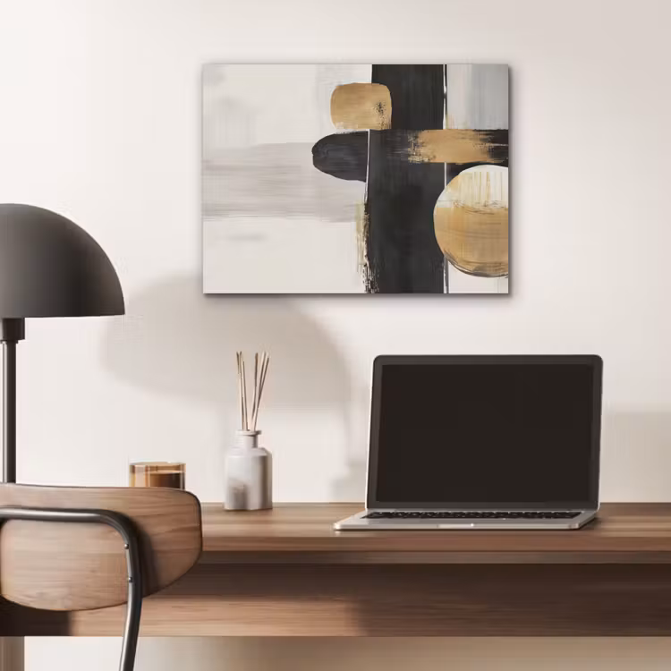 Vormen - Penseelstreken - Abstract - Goud PET vilt klein -sfeer5