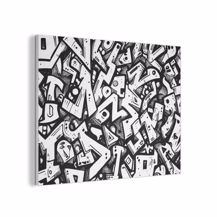 Vormen - Letters - Graffiti - Zwart PET vilt klein -3d