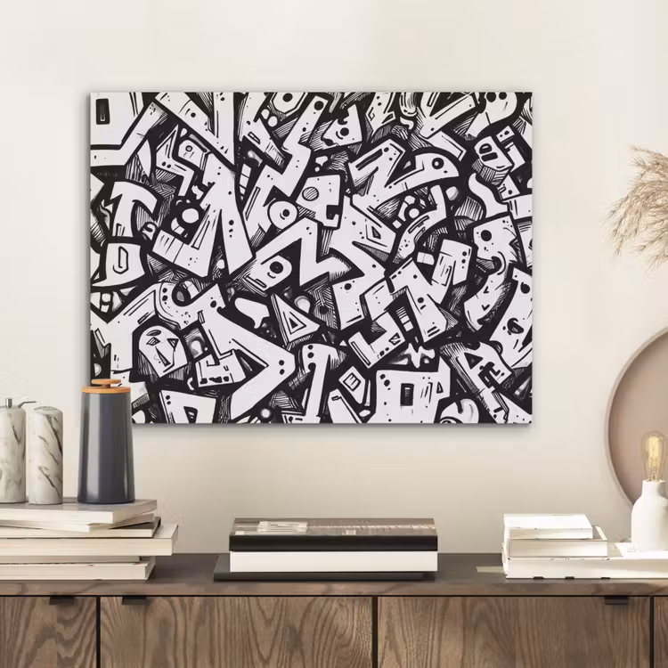 Vormen - Letters - Graffiti - Zwart PET vilt klein -sfeer1
