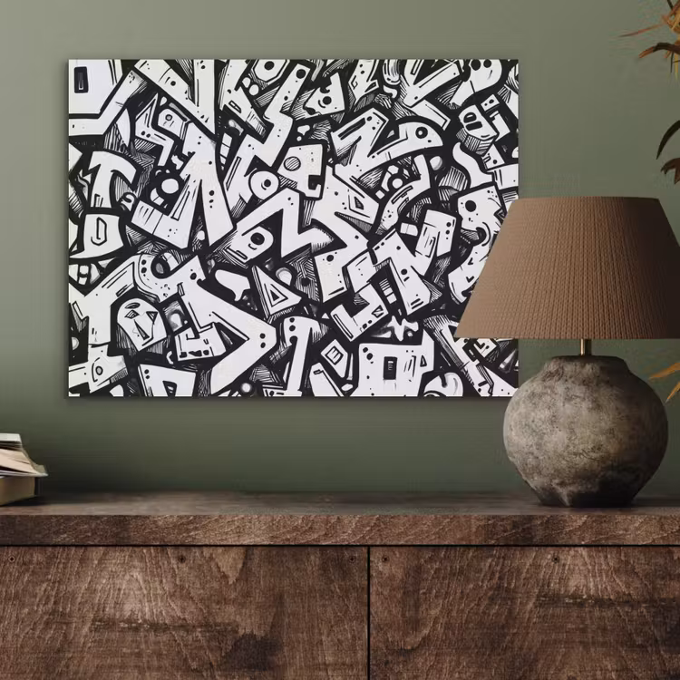 Vormen - Letters - Graffiti - Zwart PET vilt klein -sfeer2