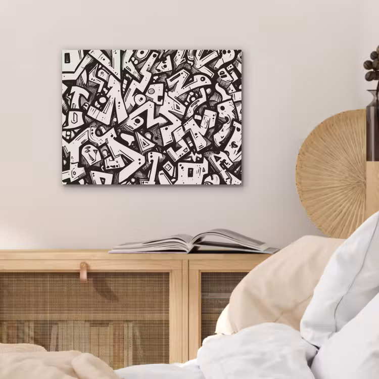 Vormen - Letters - Graffiti - Zwart PET vilt klein -sfeer3