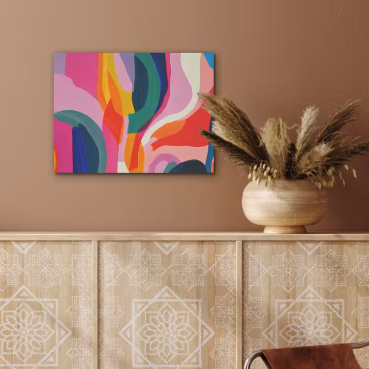 Vormen - Golvend - Abstract - Felroze PET vilt klein -sfeer4