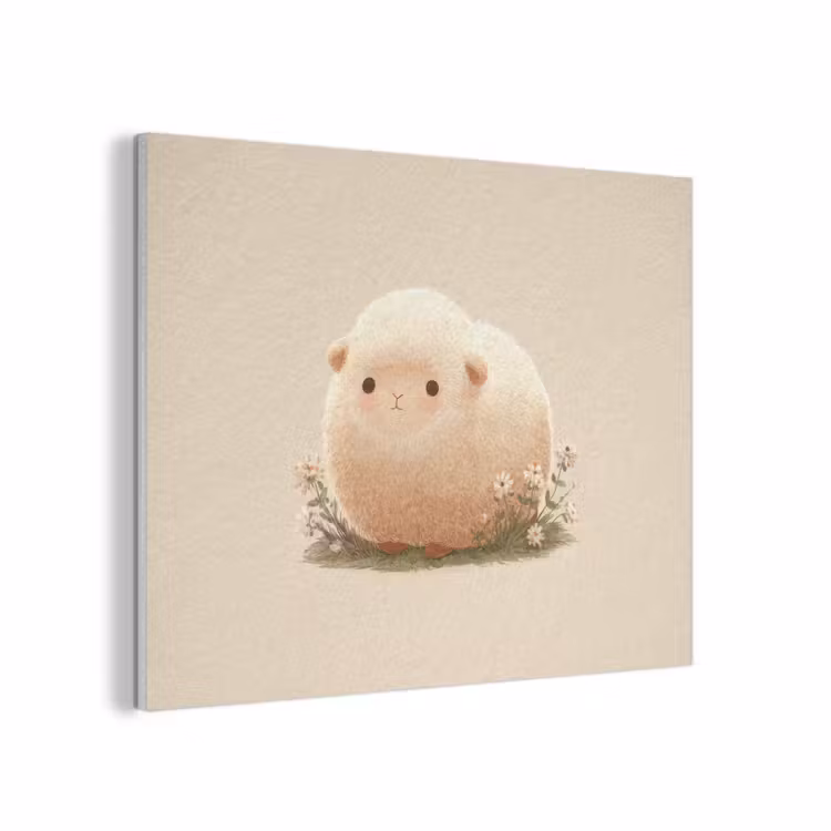 Schaap - Beige - Bloemen PET vilt klein -3d