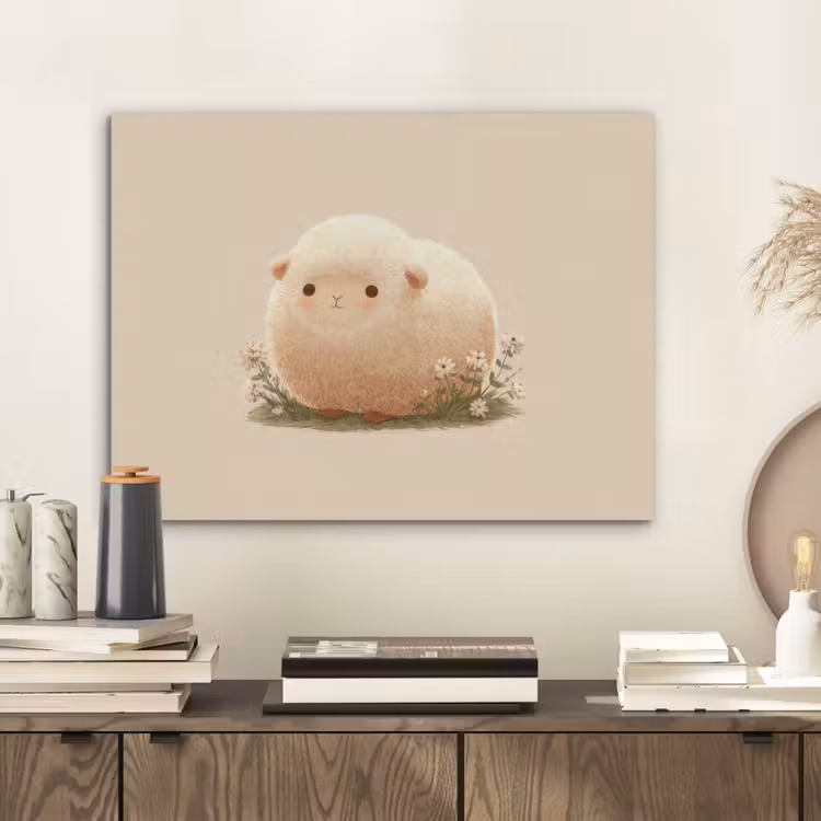 Schaap - Beige - Bloemen PET vilt klein -sfeer1