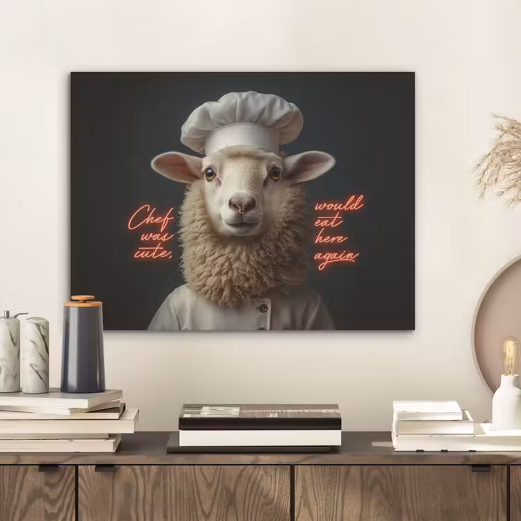 Schaap - Kokskleding - Neon - Quote PET vilt klein -sfeer1