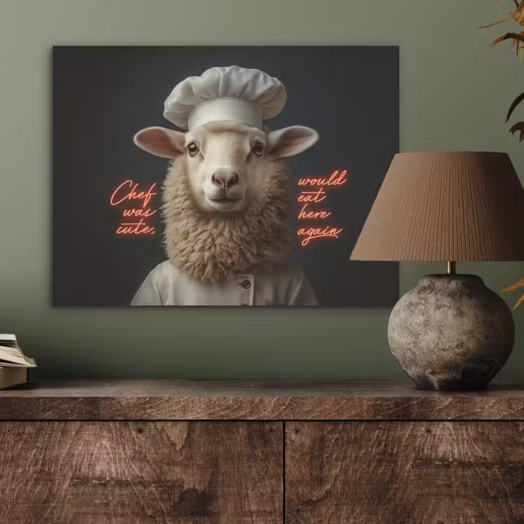 Schaap - Kokskleding - Neon - Quote PET vilt klein -sfeer2