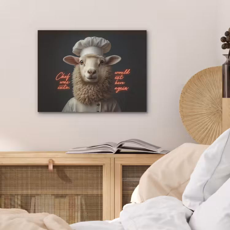 Schaap - Kokskleding - Neon - Quote PET vilt klein -sfeer3