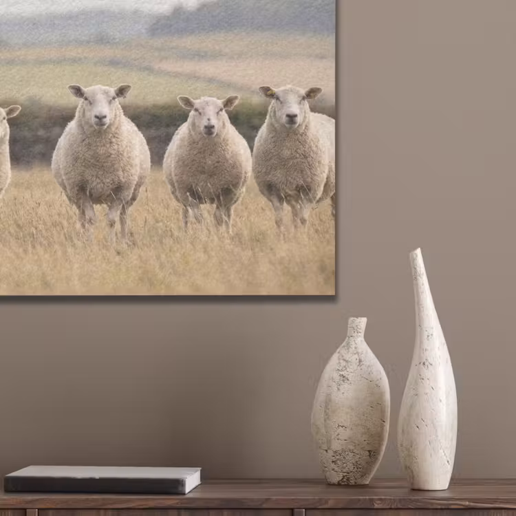 Schapen - Weidenlandschap - Heuvels PET vilt klein -sfeer6_closeup