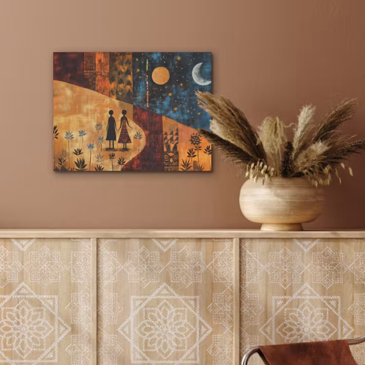 Silhouetten - Abstract - Zon - Maan PET vilt klein -sfeer4