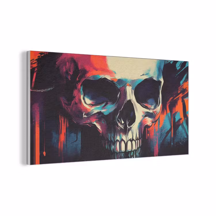 Schedel - Abstract - Rood - Blauw - Graffiti PET vilt middel -3d