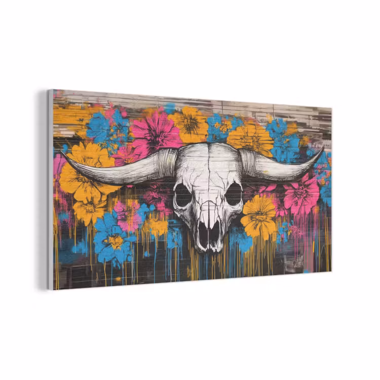 Schedel - Bloemen - Graffiti PET vilt middel -3d