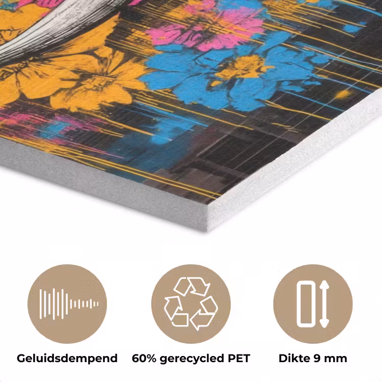 Schedel - Bloemen - Graffiti PET vilt middel -closeup_NL