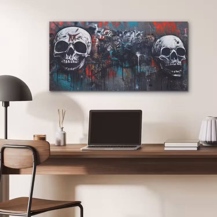 Schedels - Graffiti - Abstract PET vilt middel -sfeer5