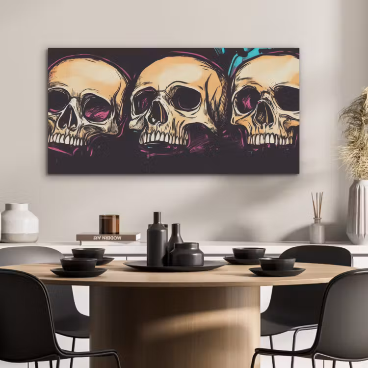 Schedels - Graffiti - Neon PET vilt middel -sfeer1