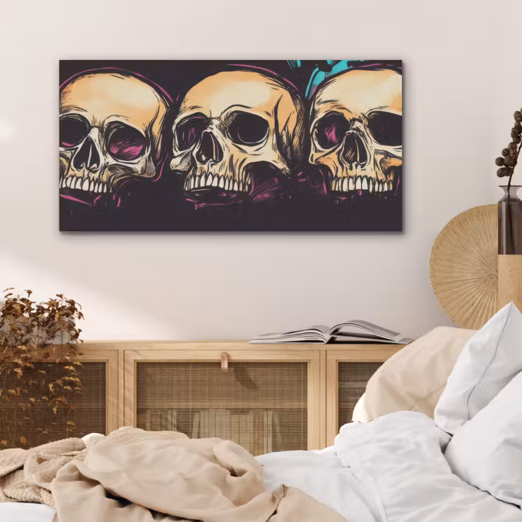 Schedels - Graffiti - Neon PET vilt middel -sfeer3