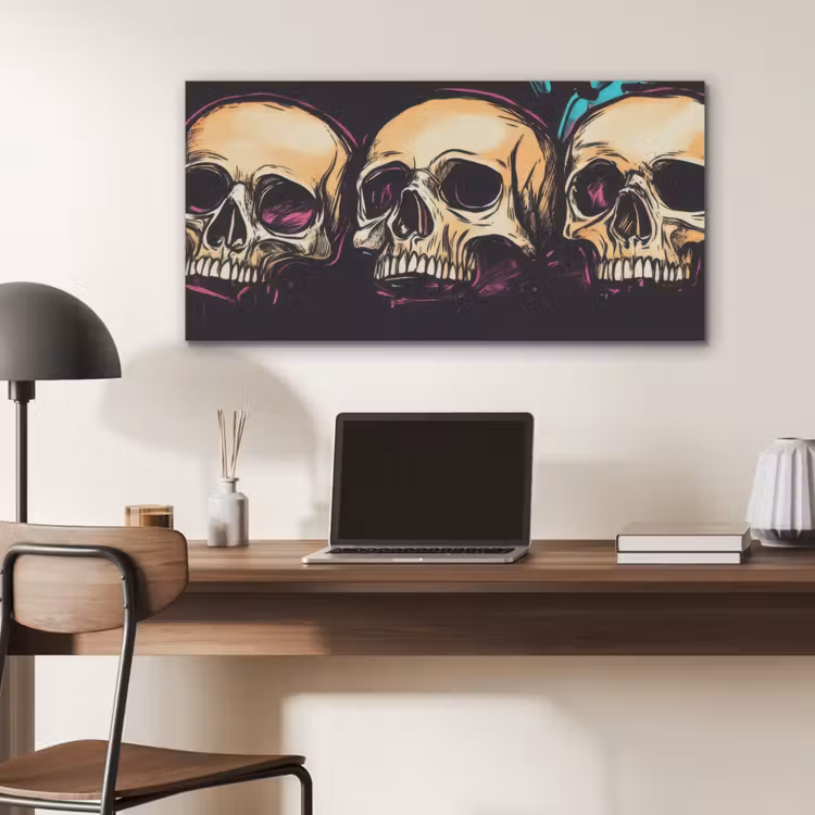 Schedels - Graffiti - Neon PET vilt middel -sfeer5