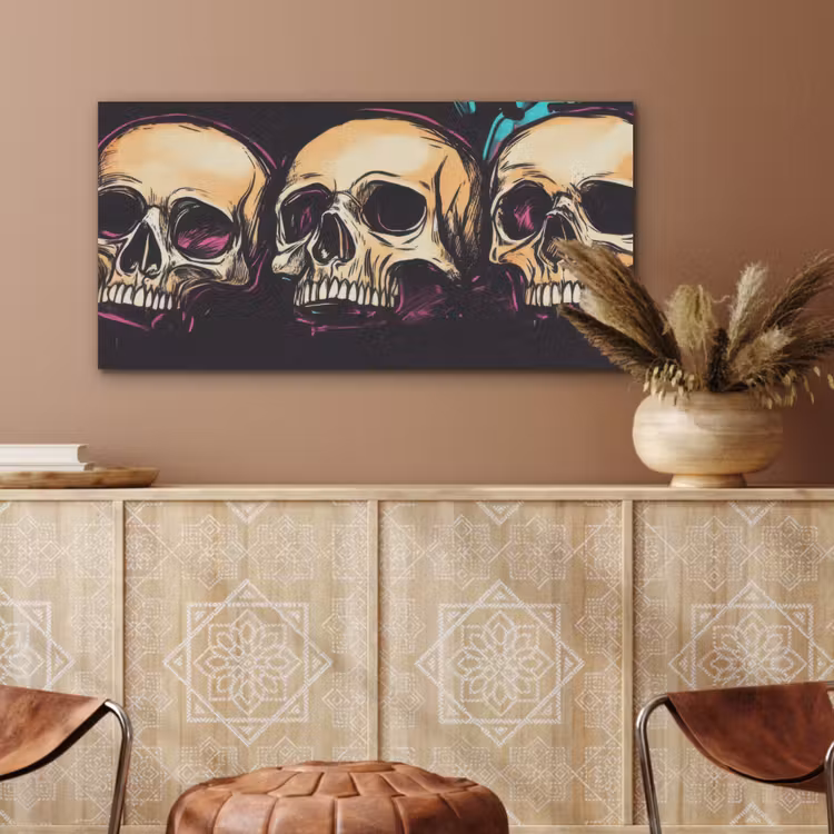 Schedels - Graffiti - Neon PET vilt middel -sfeer4