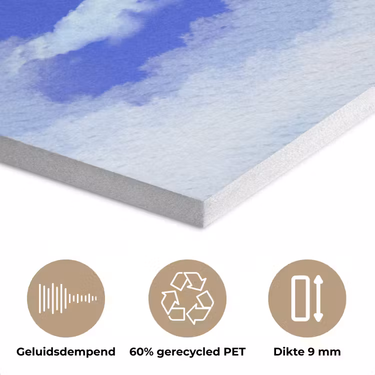Sky is not the limit - Blauwe lucht - Wolken PET vilt klein -closeup_NL