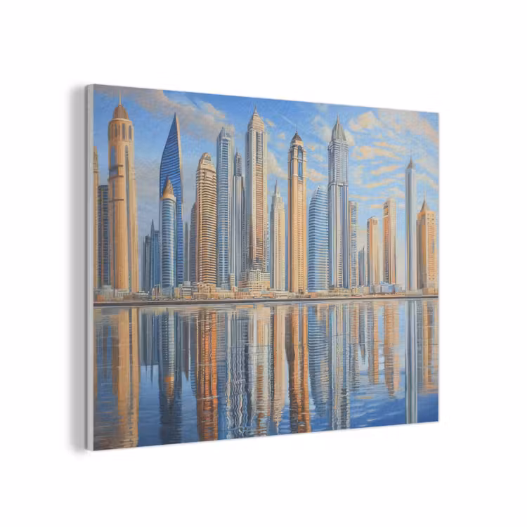 Skyline - Wolkenkrabbers - Water - Blauw PET vilt klein -3d