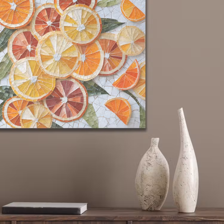 Schijfjes - Fruit - Oranje - Mozaïek PET vilt klein -sfeer6_closeup