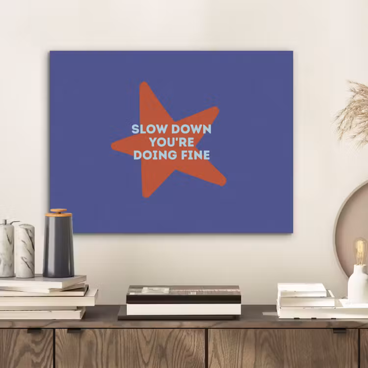 Slow down you're doing fine - Ster - Blauw PET vilt klein -sfeer1